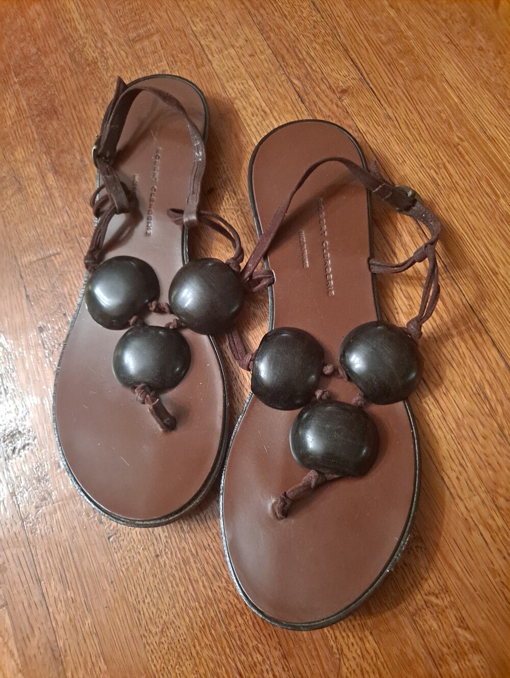 Robert Clergerie Brown Beaded Leather Women’s Sandals